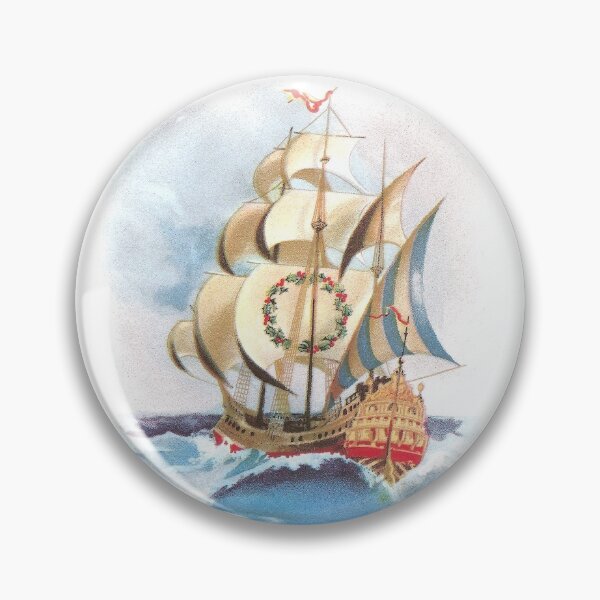 Item preview, Tall Ship in the Sea Vintage Christmas designed and sold by fenneltea.