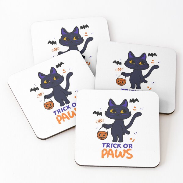Item preview, Trick or Paws - Cat Asking for Treats with a Pumpkin Bucket designed and sold by Kaos Urbanwear.