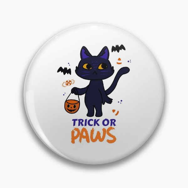 Item preview, Trick or Paws - Cat Asking for Treats with a Pumpkin Bucket designed and sold by Kaos Urbanwear.