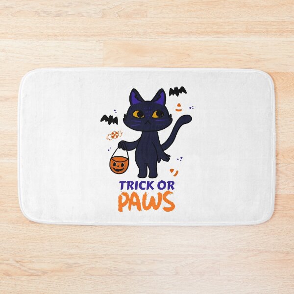 Item preview, Trick or Paws - Cat Asking for Treats with a Pumpkin Bucket designed and sold by Kaos Urbanwear.