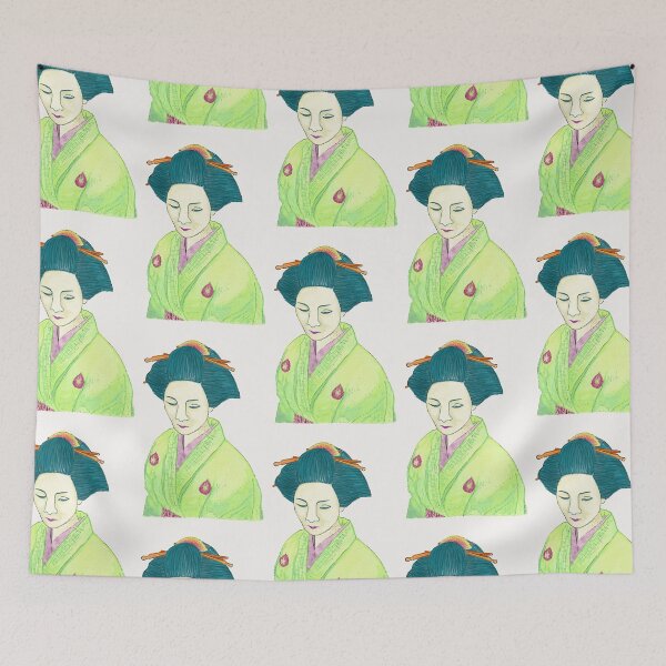 Item preview, Japanese Geisha  - Lime Kimino designed and sold by Anne-Maree Hunter.