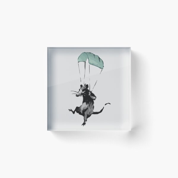 rat parachuting with facemark Acrylic Block
