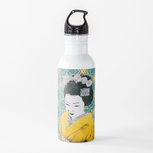 Japanese Geisha - Yellow Kimono Water Bottle