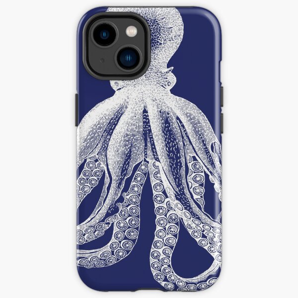 Octopus | Vintage Octopus | Tentacles | Sea Creatures | Nautical | Ocean | Sea | Beach | Navy Blue and White | iPhone Tough Case
