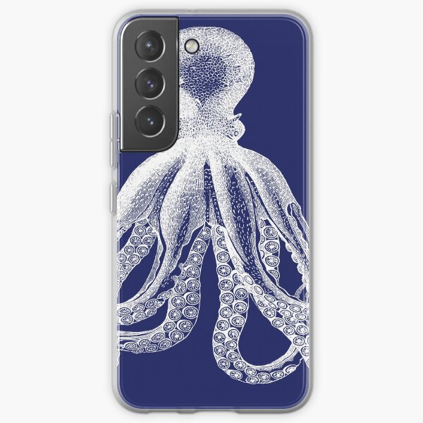 Octopus | Vintage Octopus | Tentacles | Sea Creatures | Nautical | Ocean | Sea | Beach | Navy Blue and White | Samsung Galaxy Soft Case