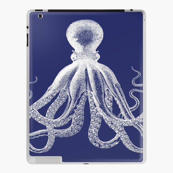 Octopus | Vintage Octopus | Tentacles | Sea Creatures | Nautical | Ocean | Sea | Beach | Navy Blue and White |  iPad Skin