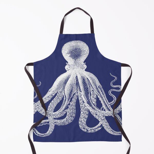 Octopus | Vintage Octopus | Tentacles | Sea Creatures | Nautical | Ocean | Sea | Beach | Navy Blue and White | Apron