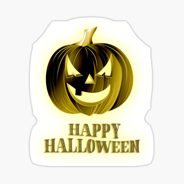 Happy Halloween - Gold Pumpkin-Head Tee Sticker