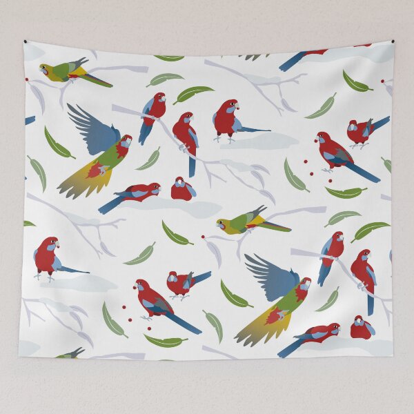 Item preview, Crimson Rosellas in winter snow designed and sold by Colour Angel by KV.
