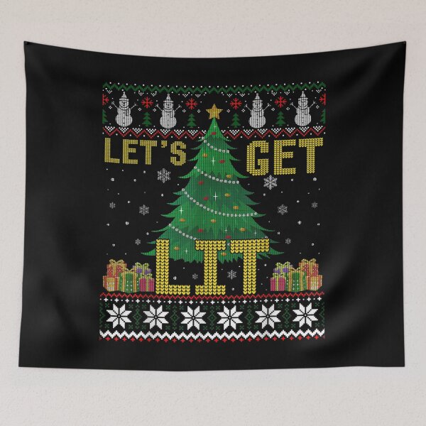 Item preview, Let's Get Lit Drinking Funny Christmas Ugly Xmas Sweater  designed and sold by KhanWill.