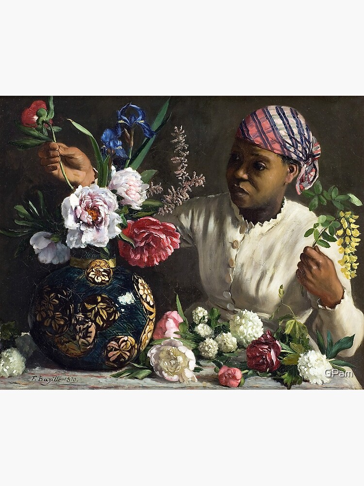 Black Woman with Peonies - Frédéric Bazille Premium Matte Vertical ...