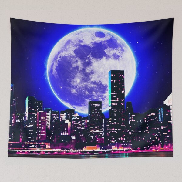Item preview, Colorful Moon | Night Urban Landscape designed and sold by Artsy Universe.
