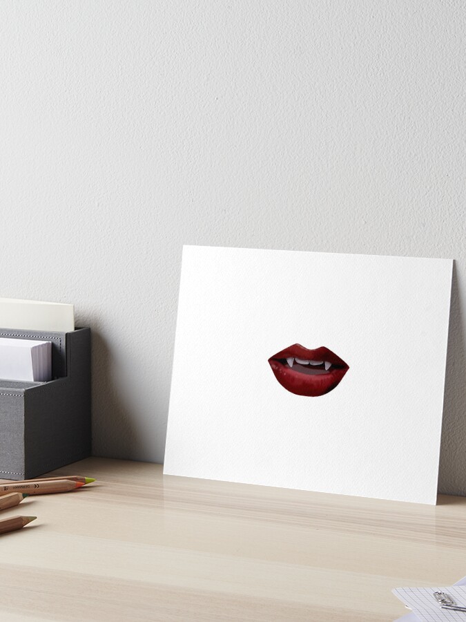 Red Lips and Vampire Fangs Art Board Print for Sale by ArtByBusyBee