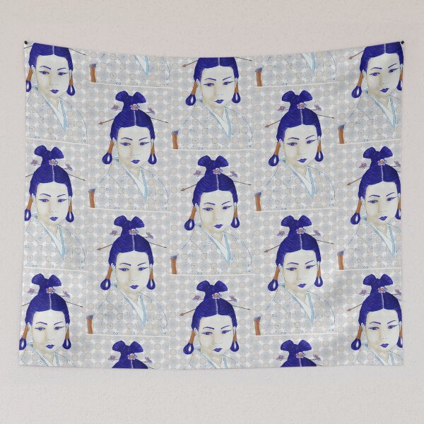 Item preview, Japanese Blue Loop-haired Lady designed and sold by Anne-Maree Hunter.