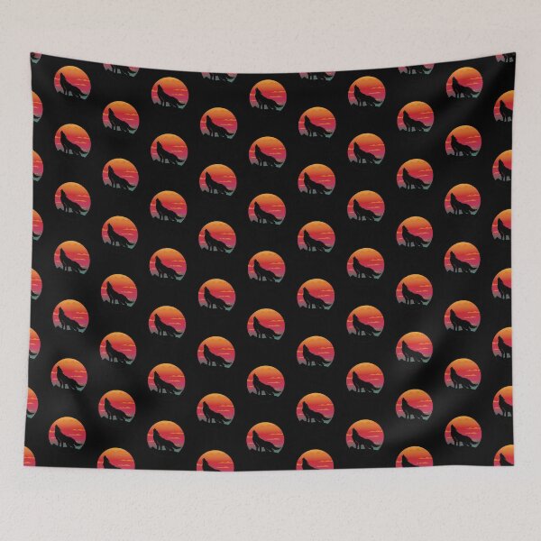 Item preview, Howling Wolf retro sunset - Wolf lover gift idea designed and sold by Staatiiart.