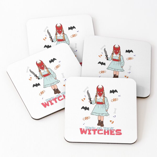 Item preview, Trick or Treat Witches - Girl with a Knife Wearing a Devil Mask designed and sold by Kaos Urbanwear.