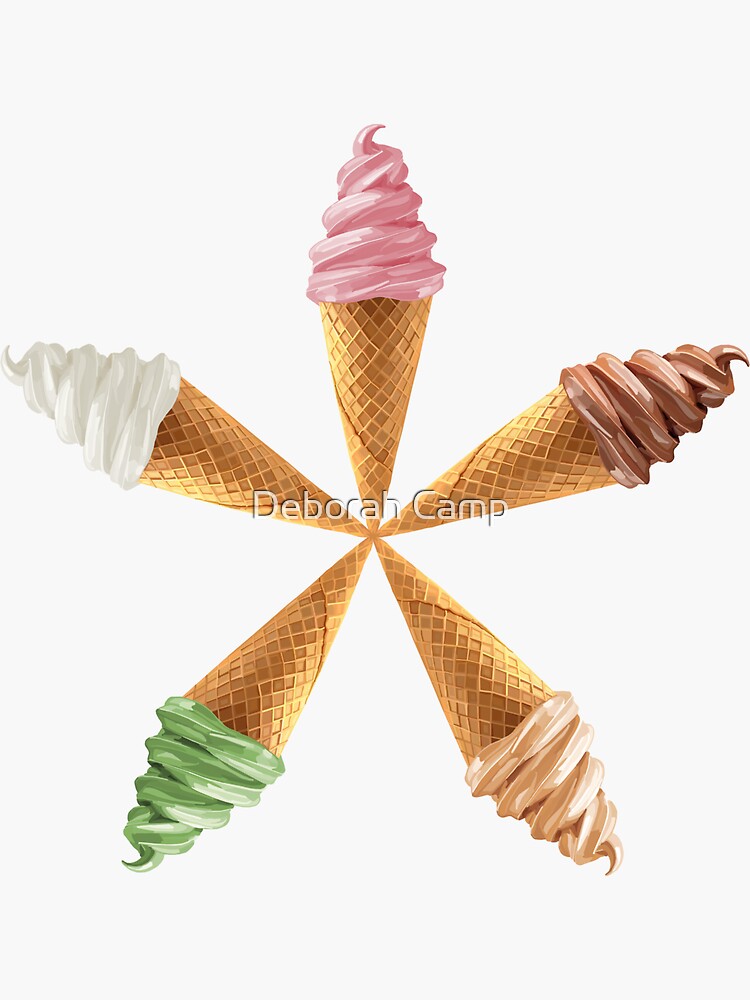 "Ice Cream Flavor Flower Star " Sticker for Sale by DeborahCamp Redbubble