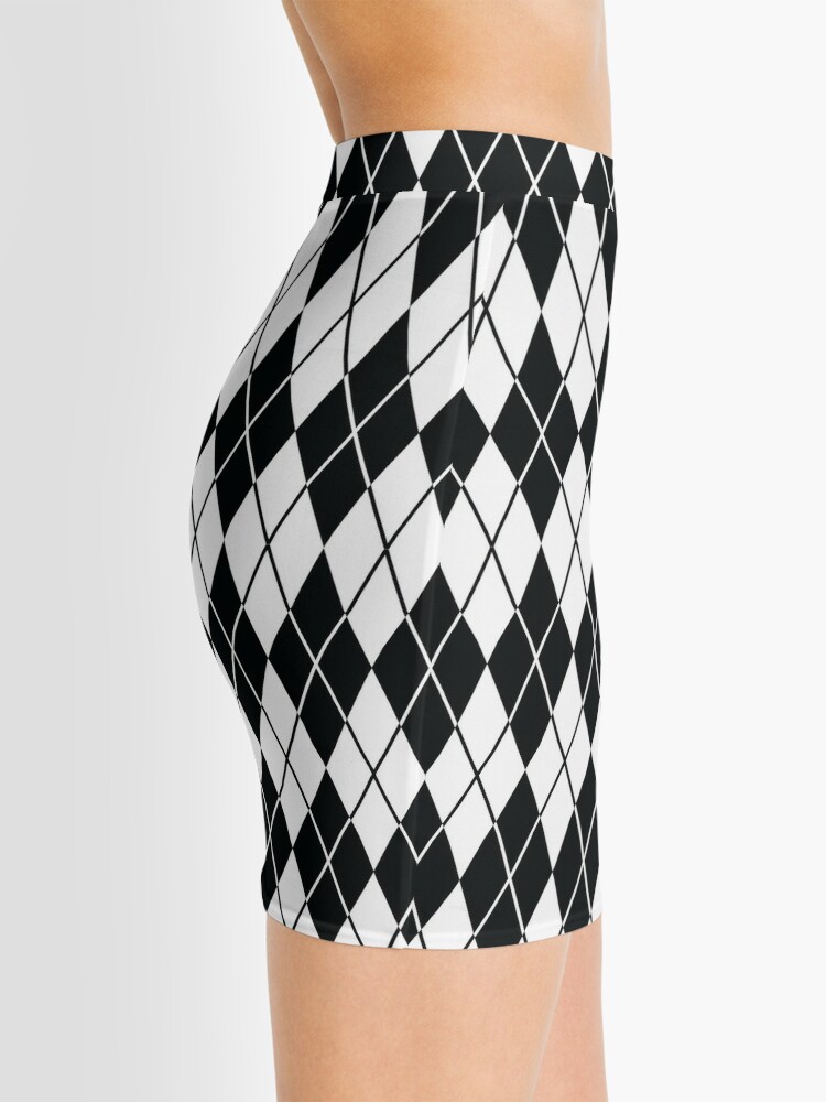 Discover argyle - black and white Mini Skirt