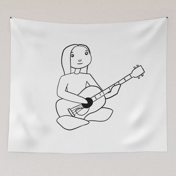 Item preview, ink b&w girl playing guitar designed and sold by doomdelion.