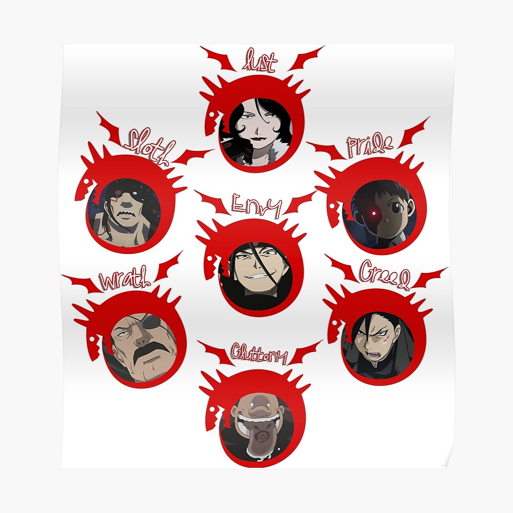 Fma Brotherhood 7 Deadly Sins Sticker By Bittersweetl0ve Redbubble