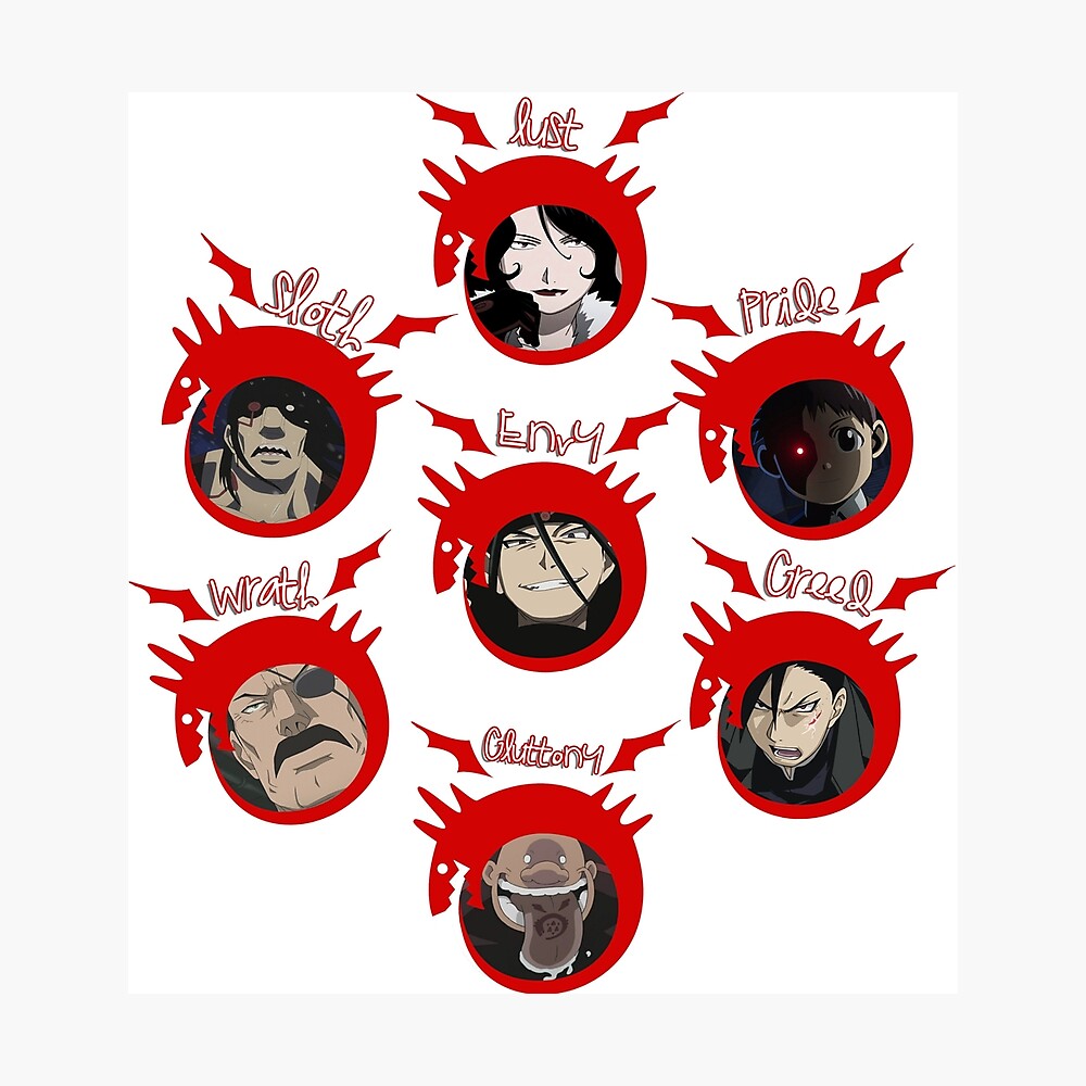 FMA Brotherhood 7 Deadly Sins Poster for Sale by BittersweetL0VE |  Redbubble