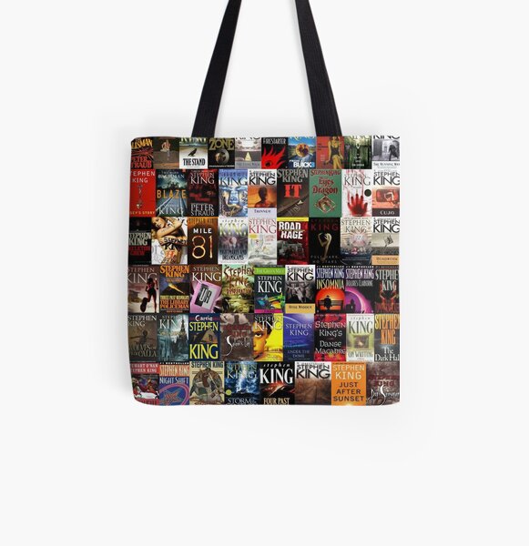 Collage de libros de Stephen King Bolsa estampada de tela
