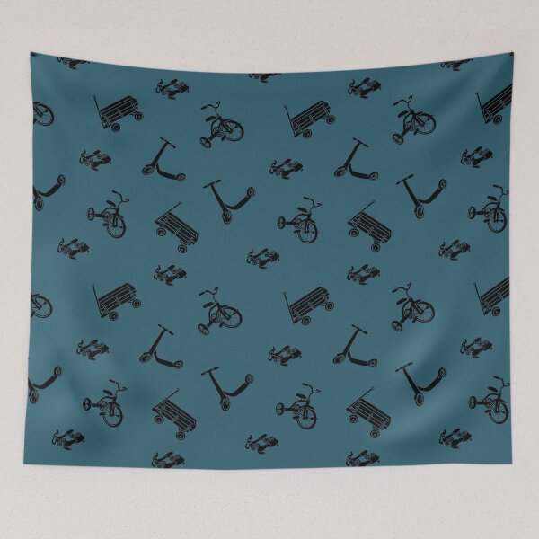 Item preview, vintage wheels pattern blue designed and sold by Sara Frane.