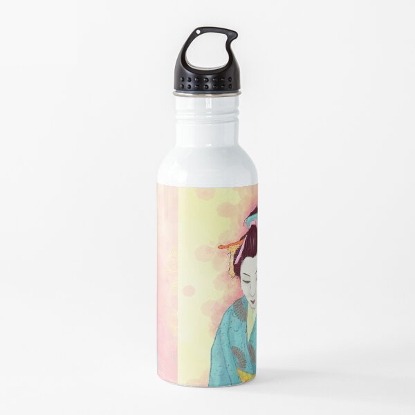 Peachy Pastel Japanese Geisha Water Bottle
