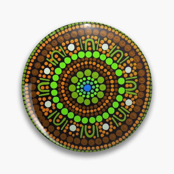 Item preview, Australian Aboriginal Art Dot Painting Green and Brown designed and sold by GhostGumDesigns.