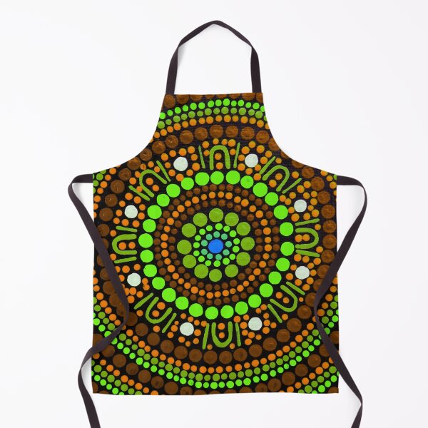 Item preview, Australian Aboriginal Art Dot Painting Green and Brown designed and sold by GhostGumDesigns.