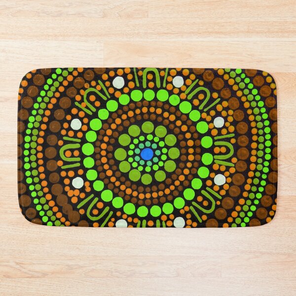 Item preview, Australian Aboriginal Art Dot Painting Green and Brown designed and sold by GhostGumDesigns.