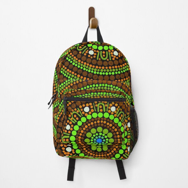 Item preview, Australian Aboriginal Art Dot Painting Green and Brown designed and sold by GhostGumDesigns.