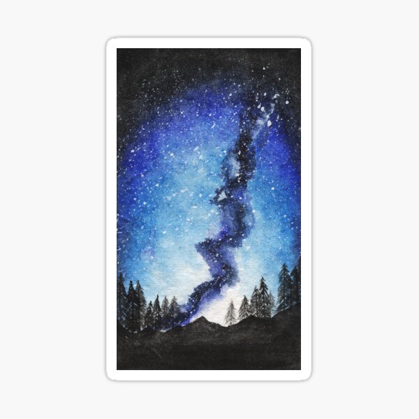 Blue Galaxy mountain Sticker