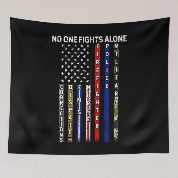 Item preview, No One Fights Alone USA Flag Thin Line Military Police Nurse designed and sold by Simeon	 Dorelus.
