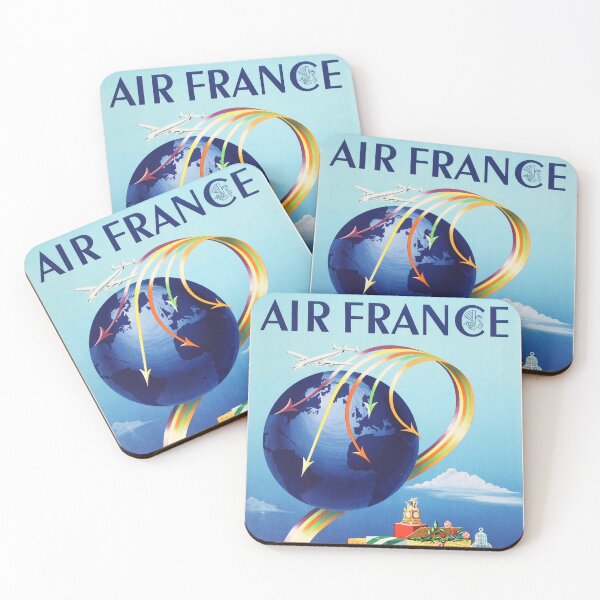 Item preview, Air France Transporte Tout Partout Worldwide Retro French Airlines Travel Wall Art designed and sold by retroposters.