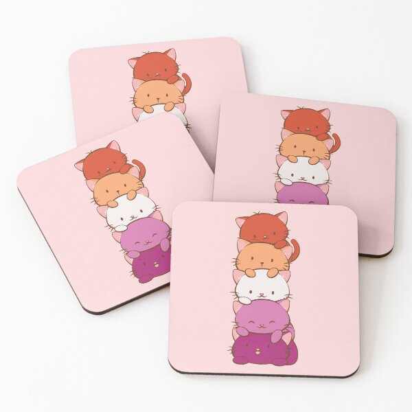 Item preview, New Orange Lesbian Pride Flag Kawaii Cats designed and sold by Irene Koh.