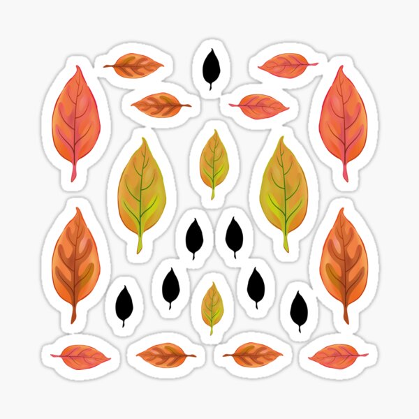 Fall Leaves On Orange Sticker