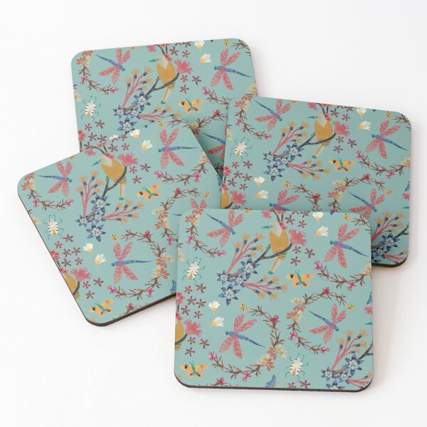 Item preview, Birds, Dragonflies and Beetles Green designed and sold by catherinestone.