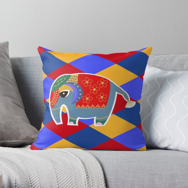 Colorful Elephant Throw Pillow