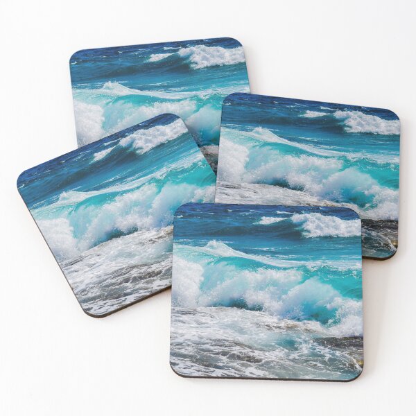 Item preview, Blue Ocean Waves Green White designed and sold by One-Ambition-Co.