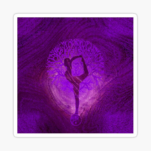 Purple Yoga Yin Yang Tree Sticker