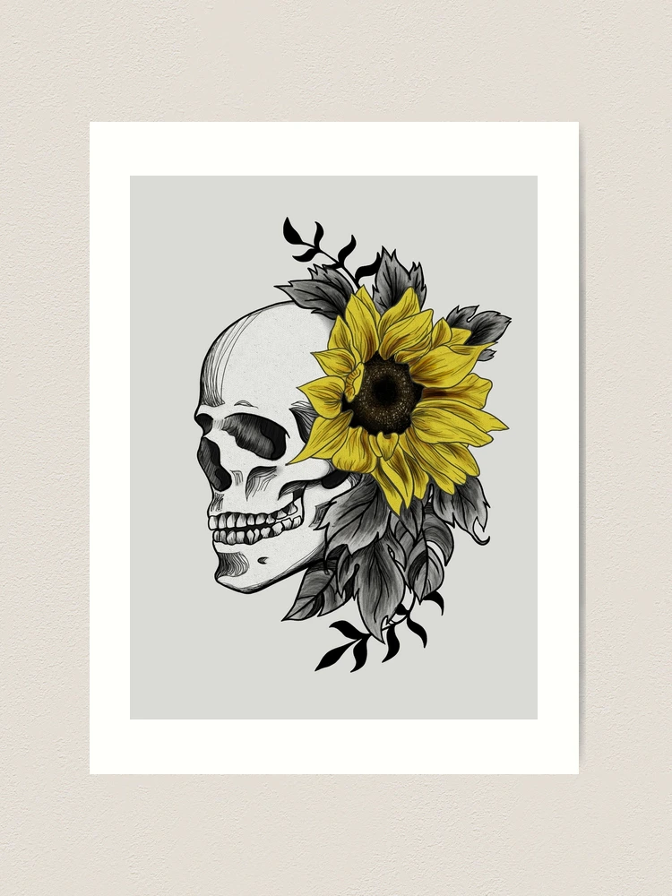 Skull with Sunflower