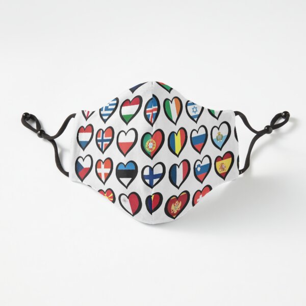 Eurovision Song Contest Flags Hearts Fitted 3-Layer
