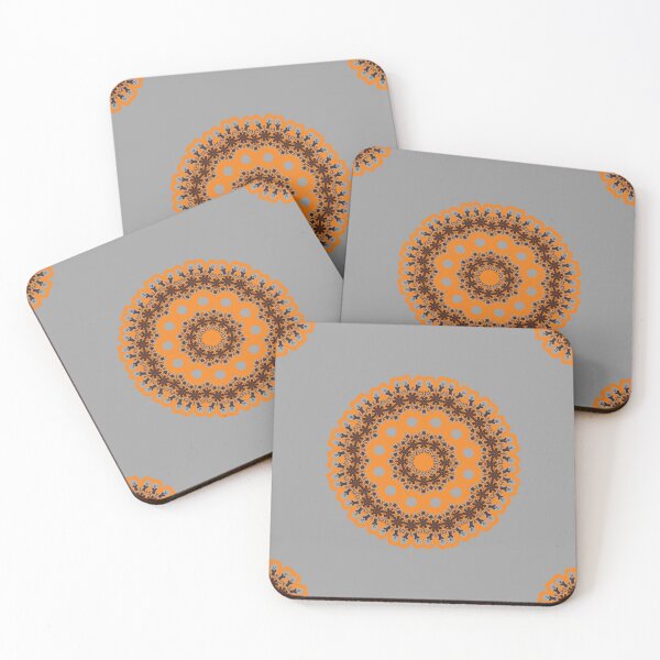 Item preview, Orange traditional mandala art design with grey background designed and sold by Sonia dutta_art.