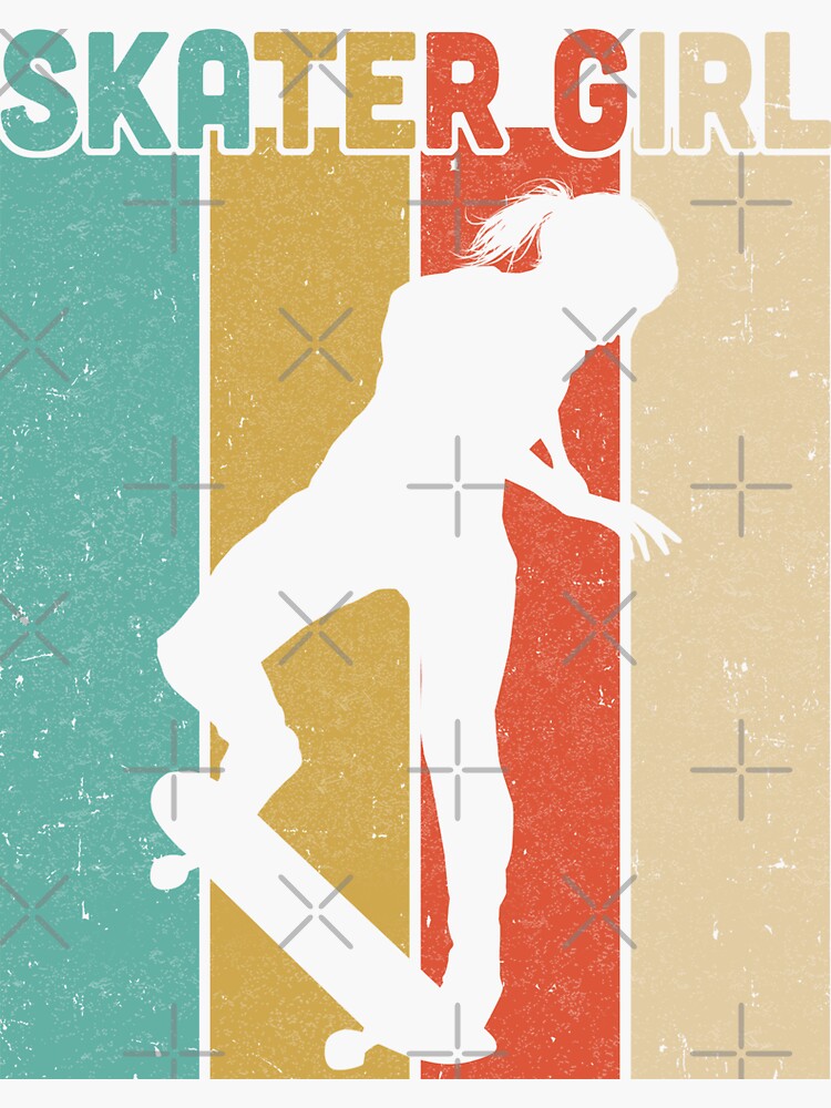 "Vintage Skateboard Girls Retro Tee Gift Skateboarding" Sticker by CreativeGift Redbubble