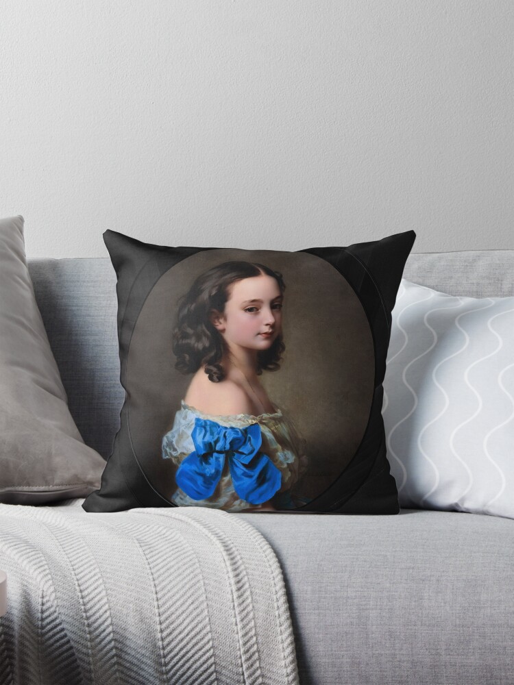 Portrait of a Young Girl Thought To Be Princess Essling by Hermann Winterhalter Decorative Art Print Throw Pillow