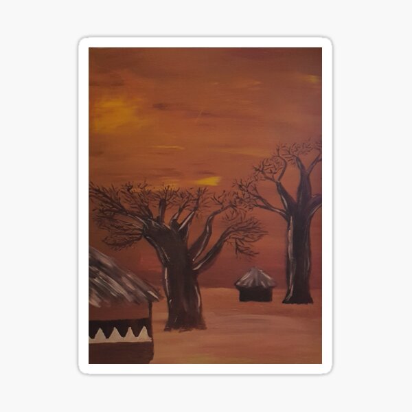 African Sunset & Baobab Trees Sticker