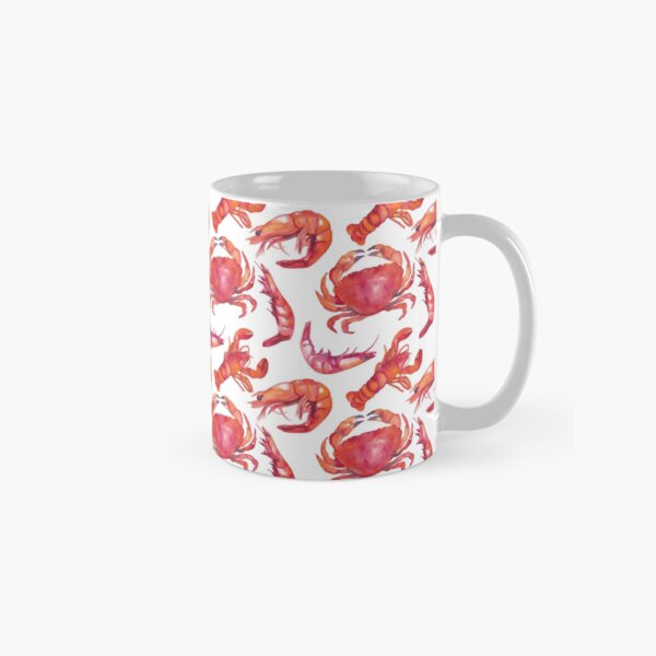 Seafood lobster shrimp crab in watercolors food illustration Classic Mug