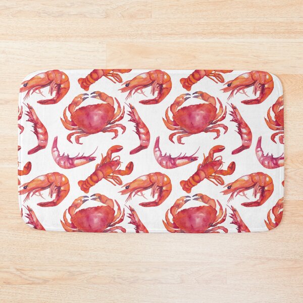Item preview, Seafood lobster shrimp crab in watercolors food illustration designed and sold by kittyvdheuvel.