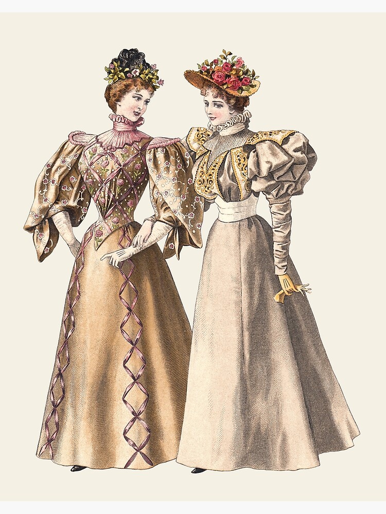 Two women wearing victorian 19th century fashion